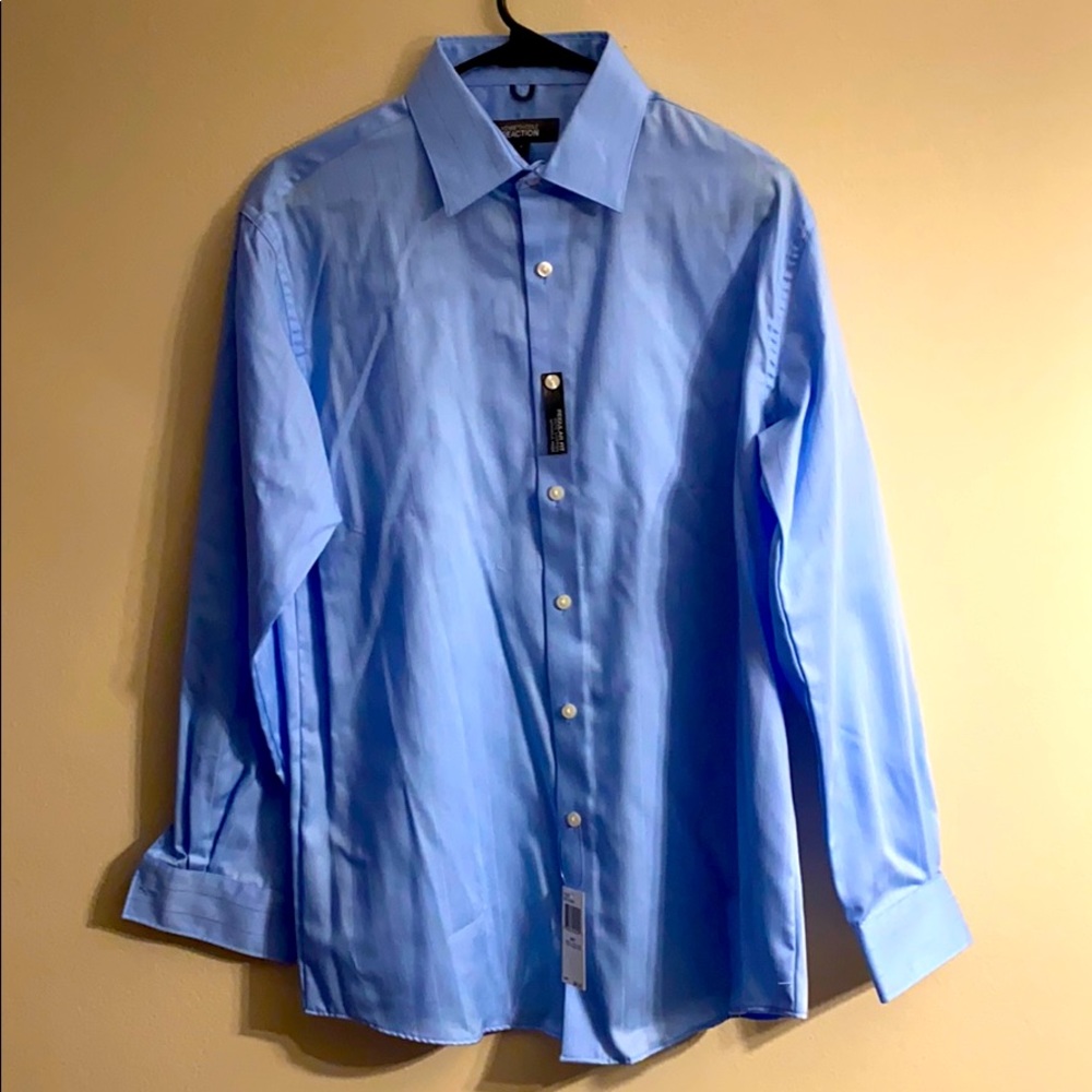A Mist Blue Regular Fit Kenneth Cole Dress Shirt